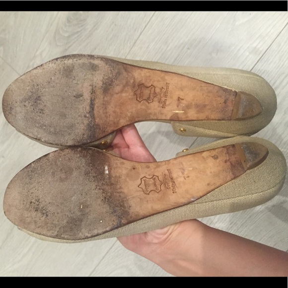 Matt Bernson cream beige gold shimmer flats heels - Picture 4 of 8